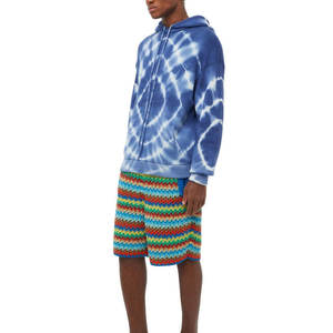 Sweat-shirt à capuche tie-dye bleu pour homme, manches longues, avec cordon de serrage, poche kangourou, style décontracté streetwear, logo personnalisé OEM ODM - Product Image 4