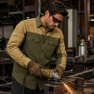 Wholesale Men's Fire Resistant FR <b>Welding</b> Work Jacket Polyester Breathable Hi Visibility Mechanic - Product Image 6