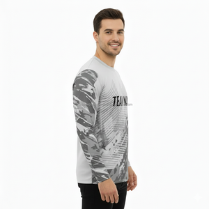 T-shirt décontracté pour homme surdimensionné de haute qualité, manches longues, épaules tombantes, motif, 100% coton, respirant, séchage rapide, col rond - Product Image 6