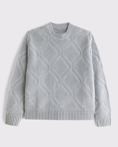 Suéter de Punto Geométrico Gris para Hombre, Manga Larga, Corte Regular, para Otoño - Product Image 2