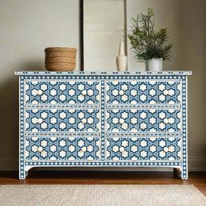 Nouvelle conception de décoration intérieure, élégante commode à 5 tiroirs en os incrusté, fabriquée à la main, personnalisable, moderne, luxueuse, écologique, unité de rangement - Product Image 1