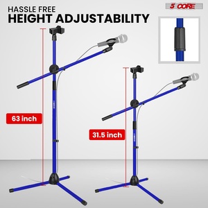 Support de microphone à 5 tiges, réglable en hauteur, avec bras télescopique extensible - Product Image 2