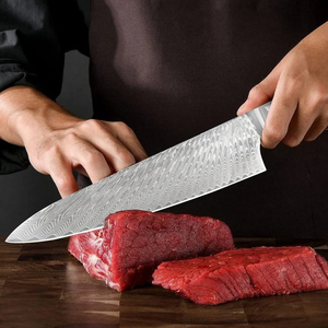 Couteau de chef LEGACY BLADES, forgé à la main, ambidextre, en acier Damas japonais, manche en bois d'ébène et résine, compatible lave-vaisselle. - Product Image 5