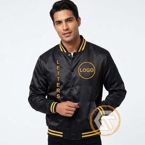 Blouson universitaire matelassé brodé en satin pour l'automne, de haute qualité, respirant, Stand Alpha |   Veste universitaire Phi - Product Image 2