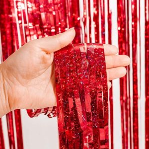 Tenda a Frange in Lamina Metallica Nera e Rossa per Decorazioni per Feste, Inclusi Sfondo e Decorazioni a Vapore, per Compleanni di Ragazzi/Uomini - Product Image 4