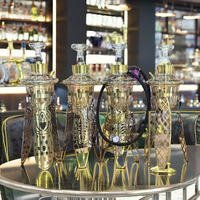 Support de narguilé de luxe en acier inoxydable Design d'art creux unique avec technique de miroir pour narguilé chicha fumer Shisha Bar