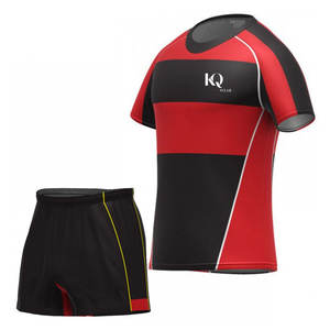 Ensemble d'uniformes de rugby durables pour hommes – Haut à manches courtes et short respirants, légers et à séchage rapide pour les matchs d'équipes et de clubs - Product Image 1