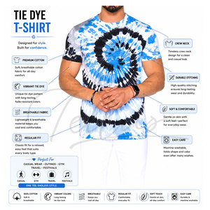 เสื้อยืดผู้ชายแบบ Tie Dye ปรับแต่งได้ตามต้องการ คุณภาพสูง ระบายอากาศได้ดี แห้งเร็ว เป็นมิตรกับสิ่งแวดล้อม แขนสั้น ทรงหลวม ขายดีที่สุด - Product Image 3