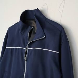 Ensemble de survêtement pour homme personnalisé avec logo, léger, respirant, en coton, coupe ample, deux pièces, veste à fermeture éclair marine, pantalon de survêtement à jambes larges - Product Image 5