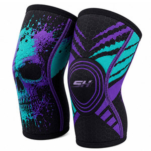 Genouillères de compression unisexes en néoprène 7 mm avec logo personnalisé, idéales pour la musculation, les squats, le crossfit et les accessoires de gym. - Product Image 1