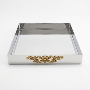 Handmade SS304 Rectangular Serving Tray 28 cm Mirror Polish Solid Corners Elegant Butler Tray for Home Decor Hotel Wedding <b>Table</b> - Product Image 1