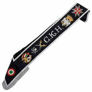 Écharpe d'Almoner du 30e Degré du Rite Écossais AASR C.K.S. Badge Étoile d'Aigle Brodé à la Main, Régalia Maçonnique - Product Image 1