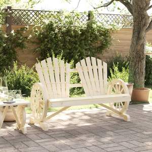 Silla Adirondack de Madera de Abeto Macizo para 2 Personas, Banco de Jardín Natural para Patio - Product Image 3