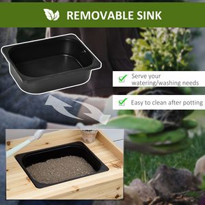 Tavolo da Lavoro per Giardinaggio con Setaccio in Metallo, Ganci e Lavello, Stile Naturale - Product Image 4