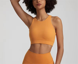 Women's Solid Color Racerback Sports <b>Bra</b> Hollow Design High Support Yoga Fitness Seamless Breathable Mesh Front Spandex/Nylon - Product Image 2