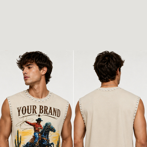 Débardeur imprimé personnalisé SHY SPORTS, 100% coton jersey, nouveau style vintage tendance, sans manches, unisexe, pour l'été. - Product Image 5