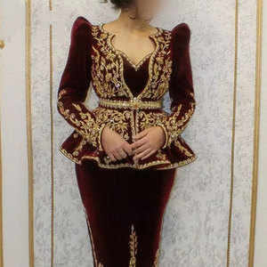 Karakou algérien traditionnel, tenue de couture de luxe pour femmes, vêtements de cérémonie de mariage, style artisanal algérien - Product Image 1