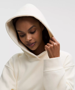 Sweat à capuche unisexe en coton crème surdimensionné, décontracté, couleur unie, avec poches, pour l'automne - Product Image 4
