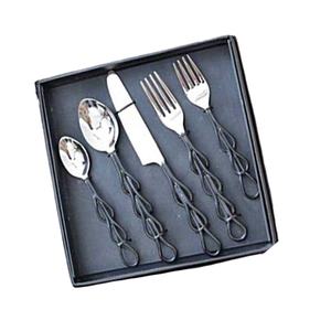 Outils de service à salade ergonomiques à poignée torsadée noire 5 pièces alliant style confort et praticité pour les salles à manger - Product Image 1