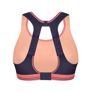 Sujetador deportivo rosa para mujer, estilo racerback, de alto soporte, sin costuras, con malla y ribetes en contraste, ropa deportiva transpirable de spandex y poliéster - Product Image 6
