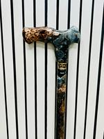 Bastón de Paseo de Diseño Artesanal en Madera de Palisandro con Acabado de Cobre Negro Pulido y Mármol, Multifuncional para Navidad y Acción de Gracias