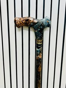 Bastón de Paseo de Diseño Artesanal en Madera de Palisandro con Acabado de Cobre Negro Pulido y Mármol, Multifuncional para Navidad y Acción de Gracias - Product Image 5