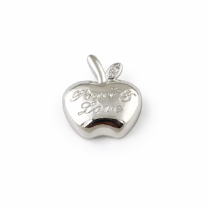 Pendentif Pomme Paix et Amour en Argent Sterling 925 Fait Main Collier Délicat - Product Image 1