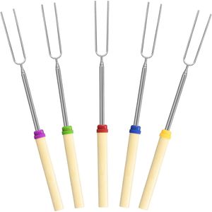 Set di 5 Spiedini Estensibili in Metallo da 32 Pollici con Manico in Legno per Barbecue e Arrosto di Marshmallow, Accessori Caldi per il Cucina all'Aperto - Product Image 1