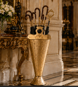 Paragüero de latón antiguo con capacidad para un solo paraguas, estructura decorativa de metal artesanal para vestíbulo de hotel - Product Image 2