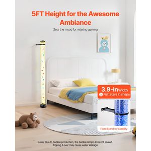 Lampada Acquario Sensoriale con Tubo a Bolle da 1,5 m, 10 Pesci Galleggianti e 16 Effetti di Colore con Telecomando - Product Image 4