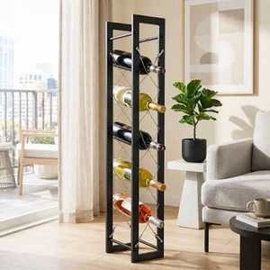 Porte-vin mural avec 6 supports à verres, étagère en bois rustique pour bouteilles - Product Image 3