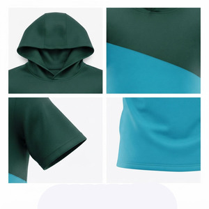 Premium Athletic <b>Short</b> <b>Sleeve</b> <b>Hoodie</b> Men's Lightweight Tech Fleece Gym Fitness Sportswear Manufacturer Wholesale Athletic <b>Hoodie</b> - Product Image 3