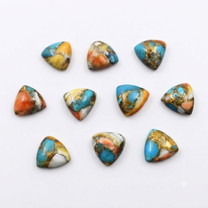 Cabochon en turquoise huître de forme trilobée, pierre précieuse non montée pour la création de bijoux - Product Image 4