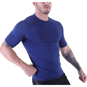 Custom Logo High Quality 100% Cotton Quick Dry Breathable Rash Guard Wholesale Plain Jiu Jitsu Fitness <b>Swim</b> <b>Shirts</b> Short Men - Product Image 1