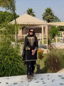 Designer Zari Embroidery With Sequence And <b>Pearl</b> Moti Work French Crepe <b>Top</b> With Plazzo Bottom And Dupatta Fully Stitched Set - Product Image 1