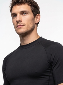 Men's <b>Black</b> Slim Fit Short Sleeve <b>Compression</b> T-<b>Shirt</b> Quick Dry Knitted O-Neck Solid Color Athletic Wear - Product Image 4