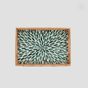 Rattan Art Woven Decor Leaves Pattern Serving Tray Hot Selling New Design Decorative Home Square Rattan <b>Basket</b> Tray at UO INDIA - Product Image 3