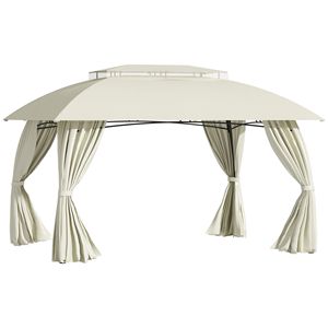 Beige 13x10 Outdoor <b>Canopy</b> Double Vented <b>Roof</b> Zipper Closure Patio Gazebo Metal Pole Sidewalls for Garden Lawn Backyard Deck - Product Image 1