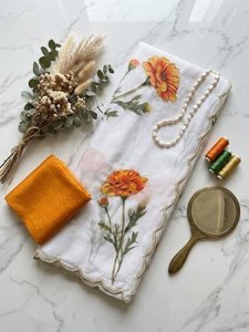 ส่าหรีผ้าไหมแท้นิ่มลายดอกไม้ดิจิทัลสำหรับงานตัดและตกแต่งขอบด้วยดอกไม้ผ้าไหมส่าหรีบานแบบดิจิตัล - Product Image 5