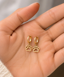 Pendientes de Aro con Forma de Pata de Perro, Chapados en Oro de 18K sobre Plata de Ley 925, Joyería Colgante con Forma de Animal, Unisex, para Uso Diario, Regalo para Ella - Product Image 2
