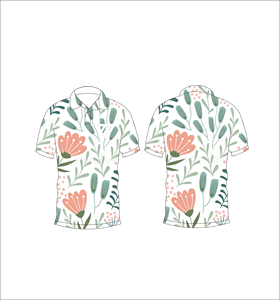 Camisa de Golf de Manga Corta para Hombre, Blanca, con Estampado Floral Botánico, Transpirable, para Vacaciones de Verano - Product Image 3