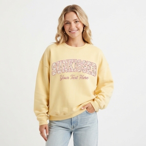 Compre al por Mayor Sudaderas de Cuello Redondo para Mujer, Color Rosa a Cuadros, Texto Personalizado, Verde, Poliéster, Tejido de Punto, Suave, Informal, Ropa de Otoño - Product Image 3