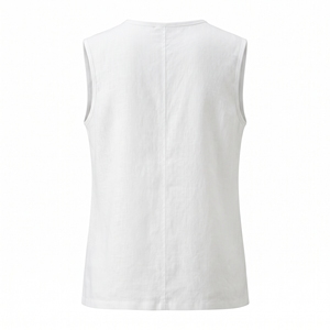 Blusa de Lino Ecológica para Mujer, Estilo Prairie Chic, Sin Mangas, Cuello en V, Corte Holgado, Transpirable, para Uso Diario - Product Image 2