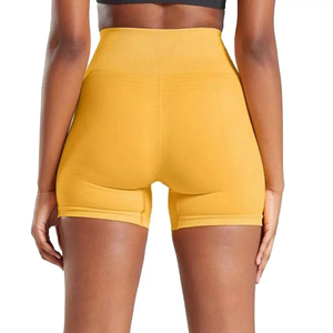 Bulk Professional Women’s Yoga Shorts Ribbed Seamless Fabric with <b>Tummy</b> <b>Control</b> Waistband Custom Branding - Product Image 5