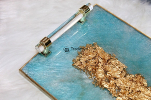 Plateau décoratif de luxe moderne en résine de qualité supérieure, fait main, pour la maison, la salle à manger et les tables basses Tradebyd - Product Image 6