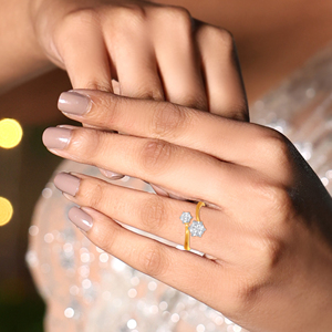 Elegance Perfected Diamond <b>Ring</b> Elegant Two Stone Diamond Bypass <b>Ring</b> in 18K Yellow Gold Women's <b>Open</b> Style Engagement <b>Ring</b> - Product Image 2