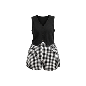 <b>Women's</b> Yellow Striped <b>2</b>-<b>Piece</b> Shorts Set Short Sleeve Turn-Down Collar Loose Fit Casual Spring/Summer Breathable <b>Women's</b> <b>Outfit</b> - Product Image 5