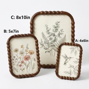 Handmade Wooden Photo <b>Frame</b> Rectangular Rustic <b>Design</b> With Floral Print <b>Wall</b> Decor For Home Office - Product Image 6