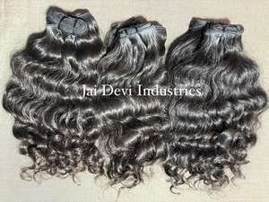 Extensions de cheveux humains indiens bruts de qualité supérieure, double épaisseur, bouclés doux, cuticules alignées, vierges indiens bouclés - Product Image 2