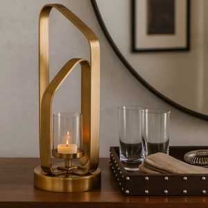 Support de bougie moderne léger et élégant avec un design géométrique pour la décoration de la maison, support en métal résistant à la chaleur - Product Image 3